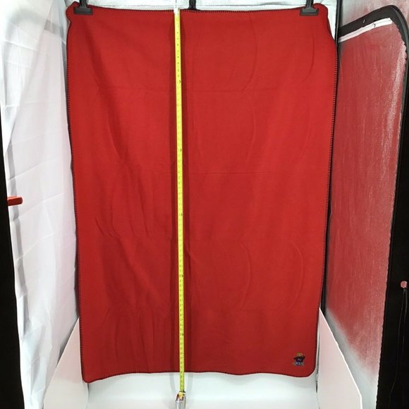 Ralph Lauren Home Red Fleece Throw Blanket 50X68 Embroidered Polo Teddy Bear 90s - Picture 3 of 12